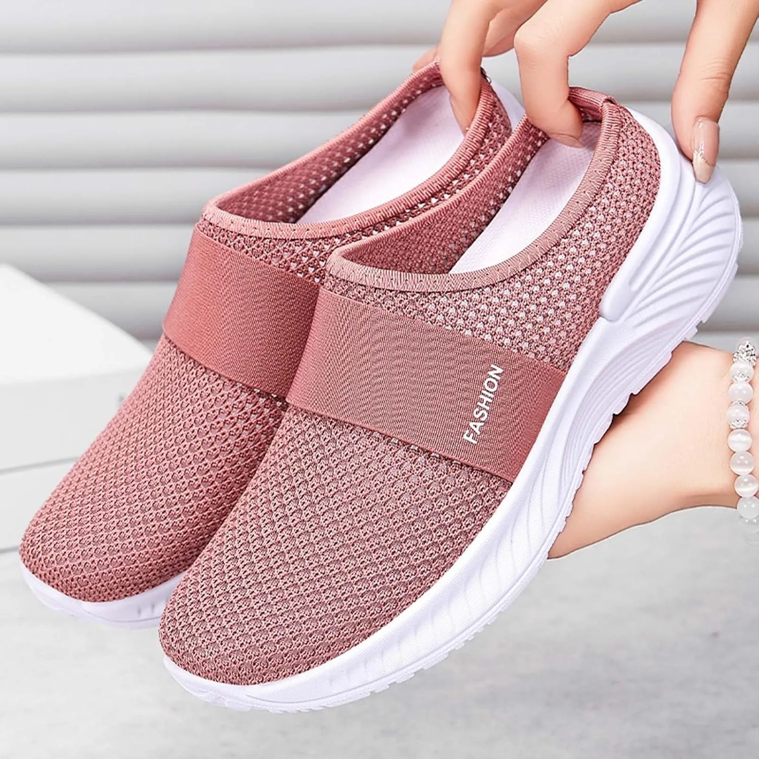 Mules for Women 2025 Summer Slip on Wide Width Mesh Mule Shoes Backless Orthopedic Walking Shoes with Arch Support