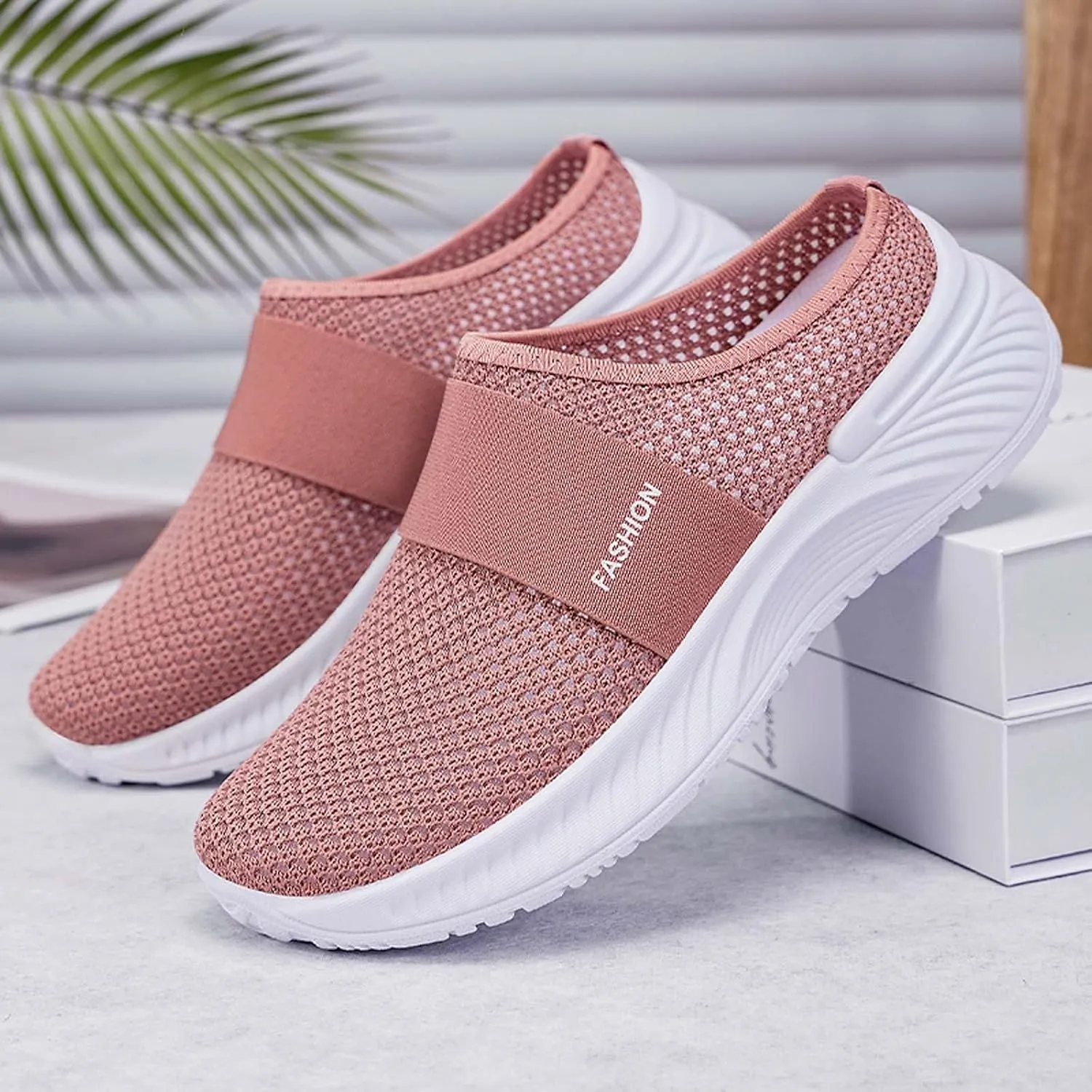 Mules for Women 2025 Summer Slip on Wide Width Mesh Mule Shoes Backless Orthopedic Walking Shoes with Arch Support
