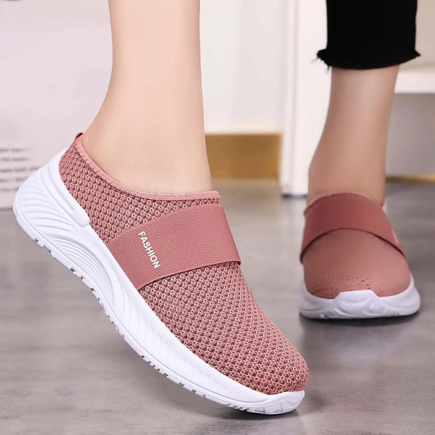 Mules for Women 2025 Summer Slip on Wide Width Mesh Mule Shoes Backless Orthopedic Walking Shoes with Arch Support