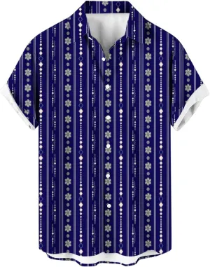 Muscularfit Linen Shirts for Men Western Ethnic Button Down Shirts Short Sleeve Floral Casual Shirts Summer Vacation Shirts