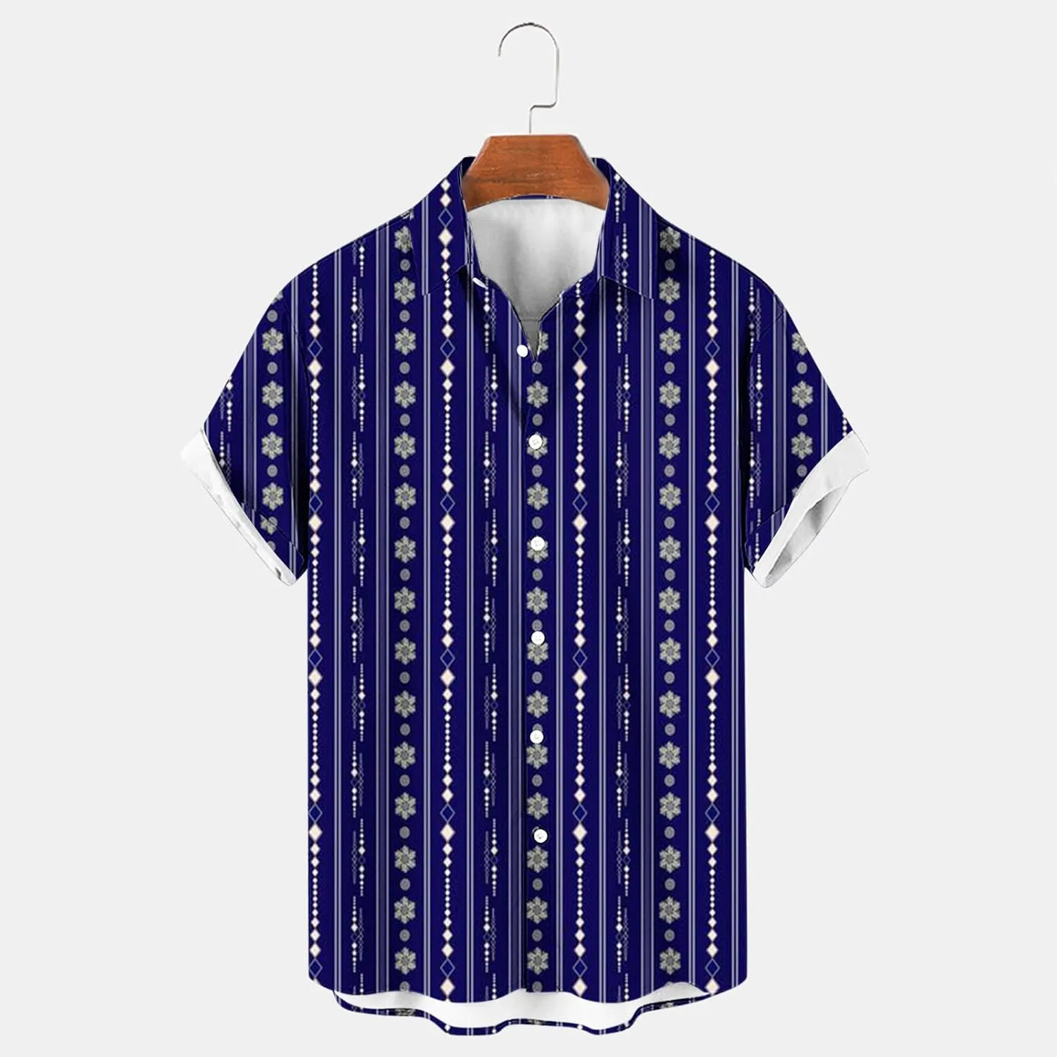 Muscularfit Linen Shirts for Men Western Ethnic Button Down Shirts Short Sleeve Floral Casual Shirts Summer Vacation Shirts