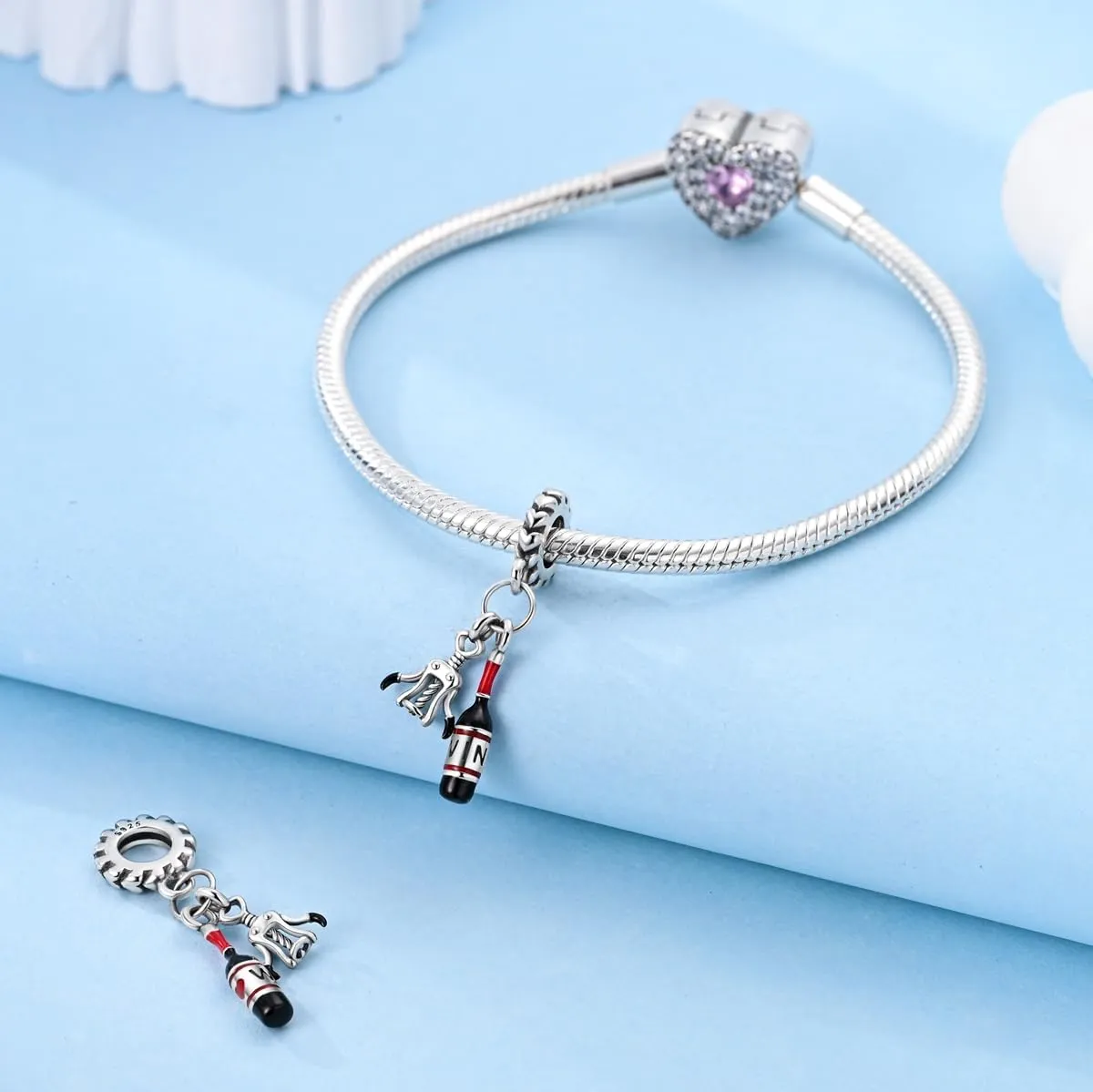 NARMO S925 Sterling Silver Charms Hamsa Charm for Pandora Bracelets Cross Charms for Bracelets Perfume High Heels Dangle Charms Silver Charms for Women