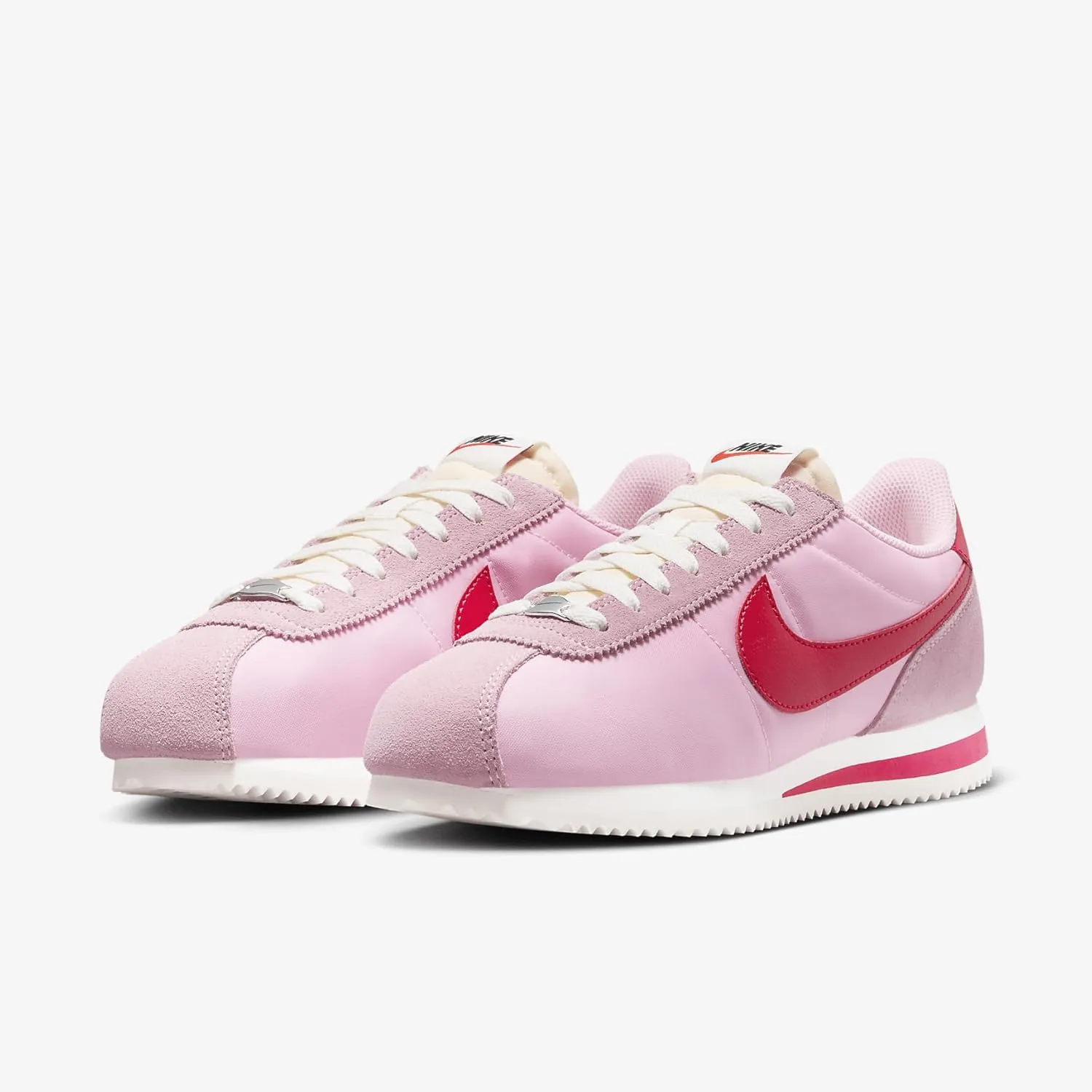 Nike Cortez Textile Shoes (HF9994-600, Medium Soft Pink/Sail/Team Orange/Fire Red)