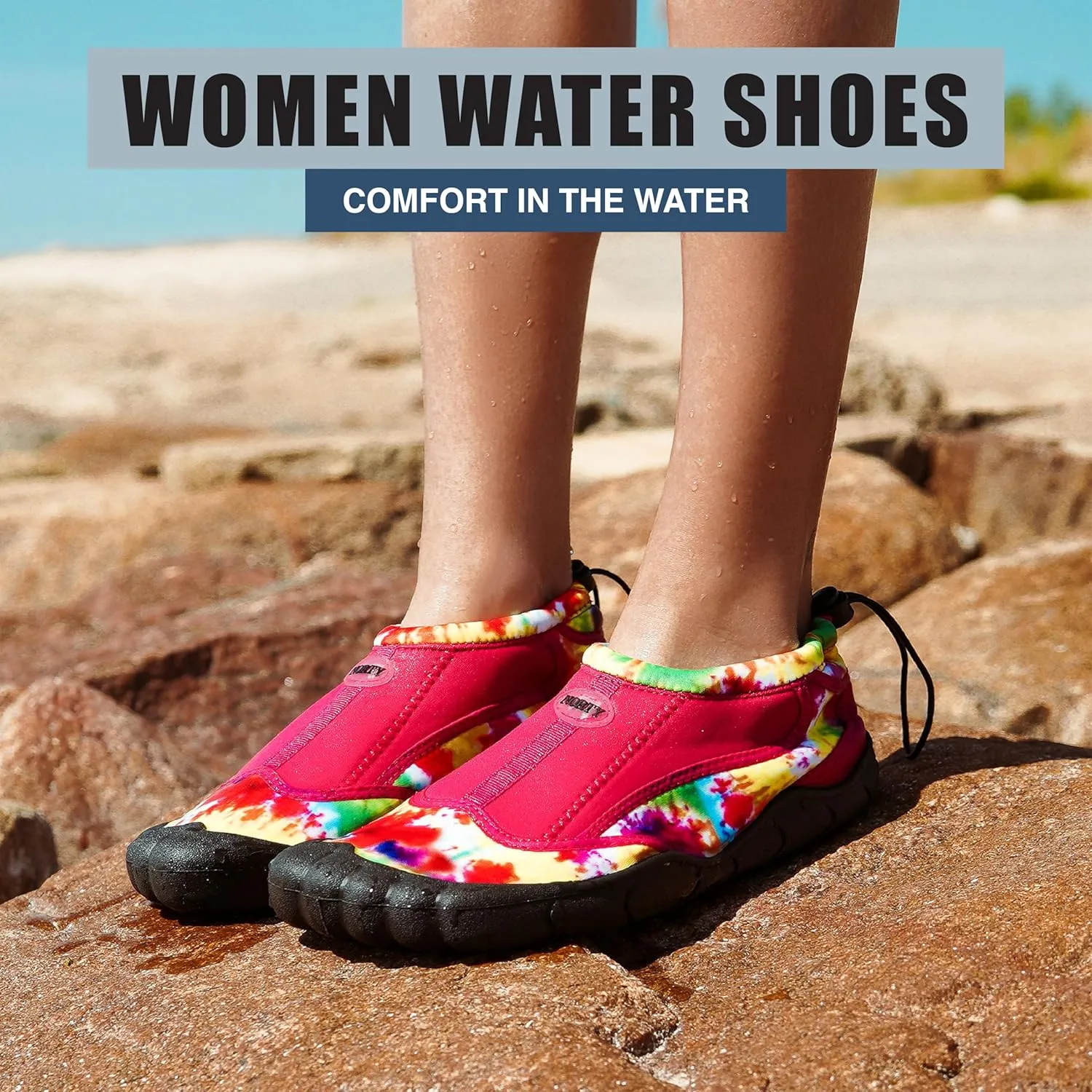NORTY Women's Water Shoes - Aqua Swim Socks for Beach, Boat, and Pool - Skeletoe Barefoot Design - Cruise Ship Essentials - Hiking and Camping Footwear