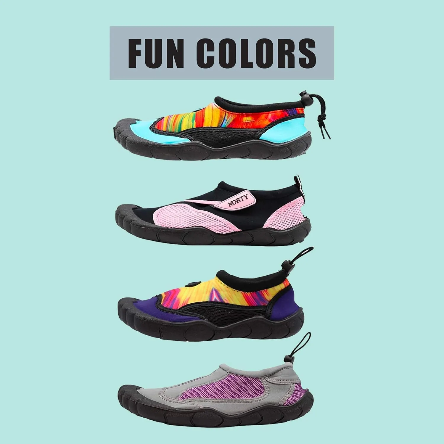 NORTY Women's Water Shoes - Aqua Swim Socks for Beach, Boat, and Pool - Skeletoe Barefoot Design - Cruise Ship Essentials - Hiking and Camping Footwear