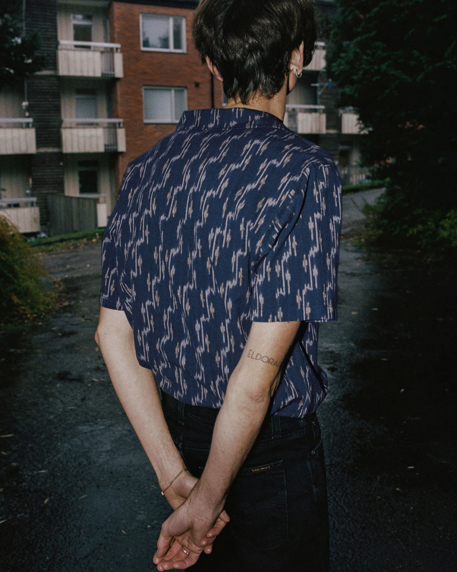 Nudie Jeans Arvid Ikat Shirt - Blueberry
