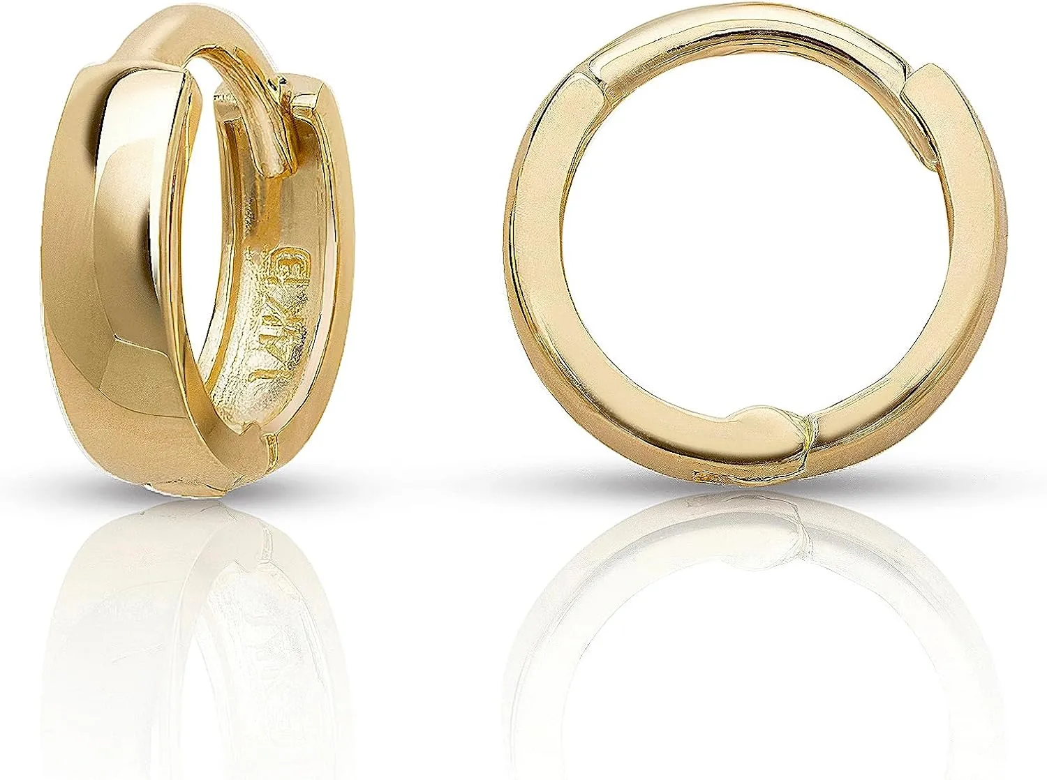 Olivia's Collection 14k White or Yellow Solid Gold Mini Snug Ear-Cuffs or Huggie Earrings (7.0-13.5x3.5mm), Multiple Piercing to the Lobe, Upper-Lobe, Helix, 3rd or 4th Holes for a Woman, Man, Teens.