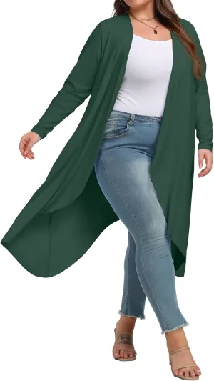 OLRIK Plus Size Cardigan for Women Trendy Lightweight Fall Clothes Long Duster Cardigans for Women with Pockets