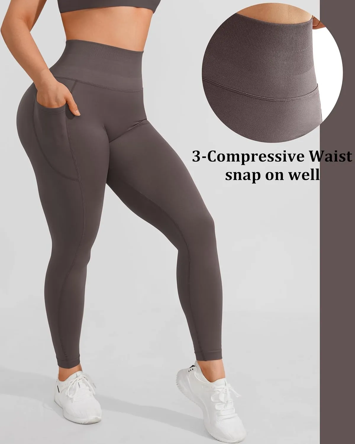 OMKAGI Women Scrunch Butt Lifting Leggings with Pockets Compression High Waisted Gym Workout Leggings