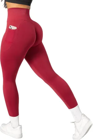 OMKAGI Women Scrunch Butt Lifting Leggings with Pockets Compression High Waisted Gym Workout Leggings