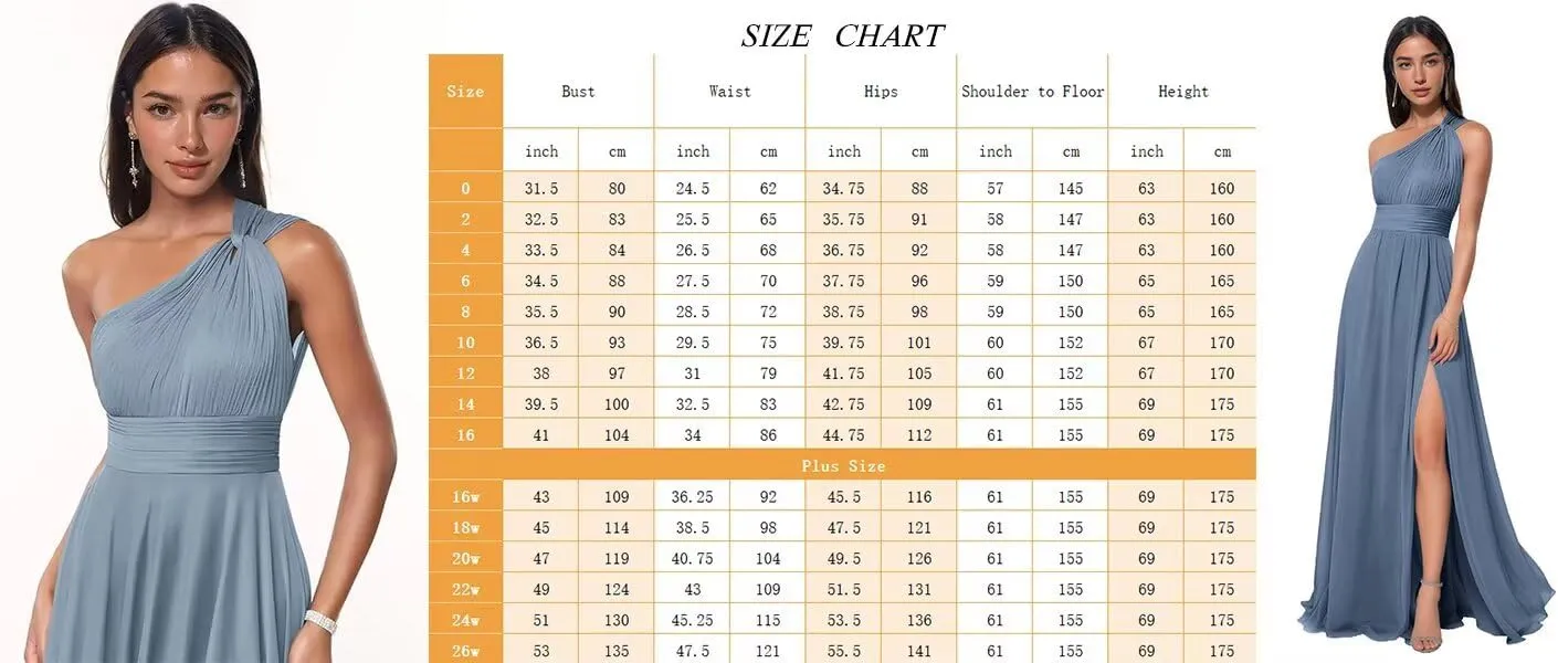 One Shoulder Bridesmaid Dresses Long Prom Dress with Slit Ruched Chiffon Evening Party Dress with Pockets