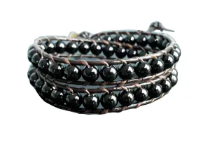Onyx stone leather bracelets,2 wrap bracelets,bracelets for men and women,gift bracelets,beaded bracelets,friendship bracelets,woven