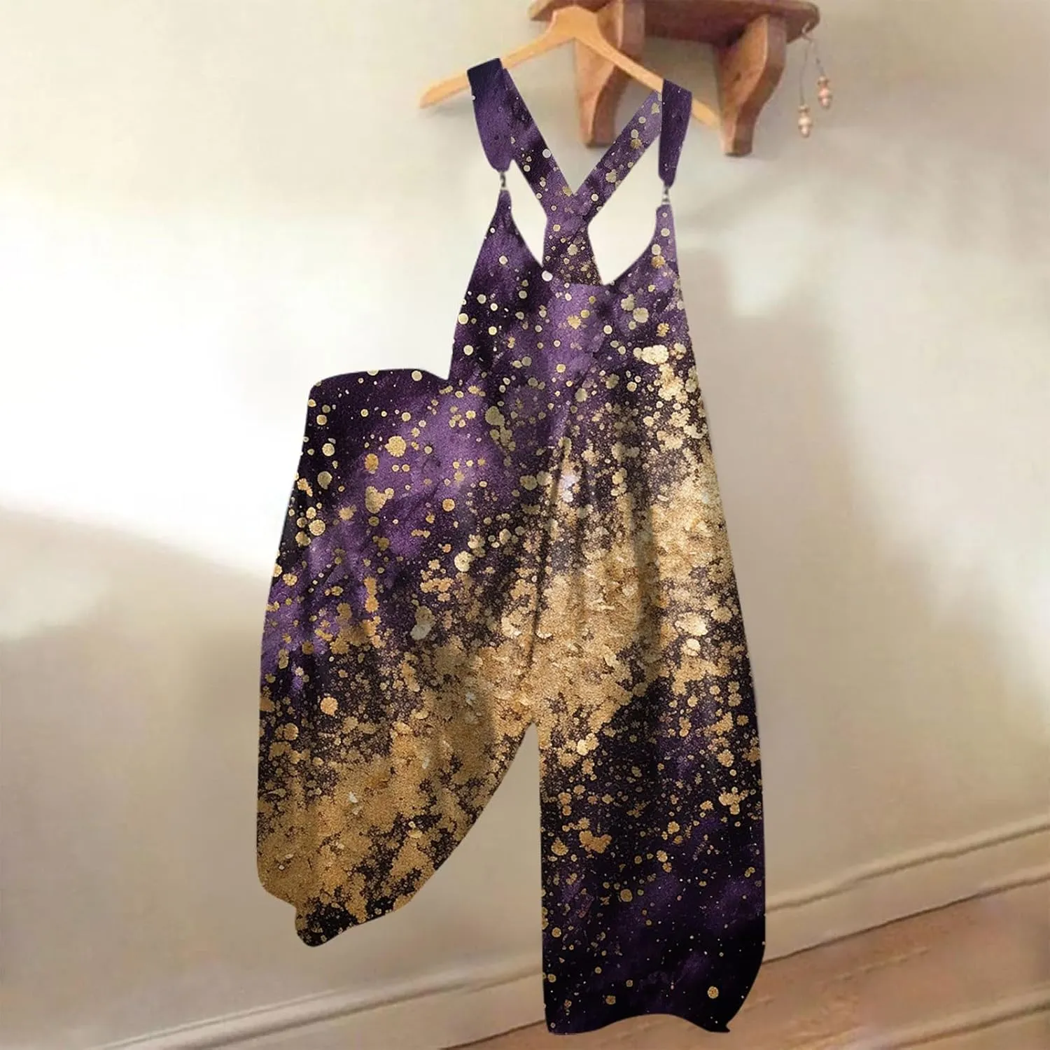 Overalls for Women 2025 Summer Loose Floral Boho Wide Leg Overall Jumpsuits Spaghetti Strap Harem Romper Pants