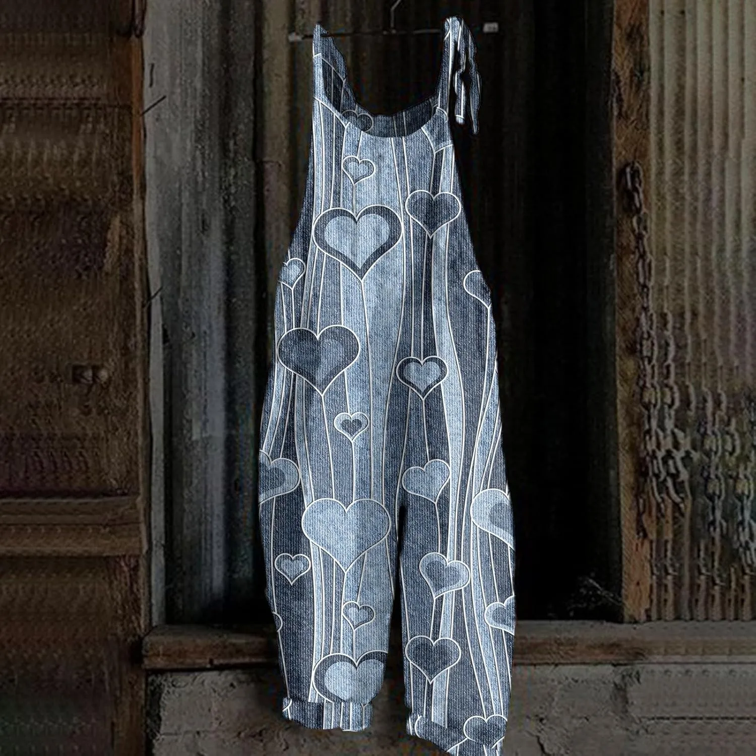 Overalls Women Summer Boho Floral Loose Wide Leg Jumpsuits with Pockets Patchwork Bib Overalls