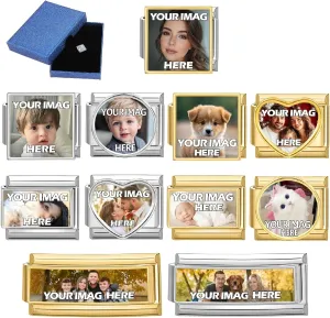 papasgix Custom Italian Charm Bracelet Charms Gold Silver with Photo Personalized Assorted 9mm Italian Charms for Bracelets Charms Bracelets for Women Men
