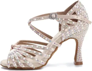 Pearl Ballroom Dance Shoes - Modern Tango Heels for Girls/Wedding (9CM/3.54")