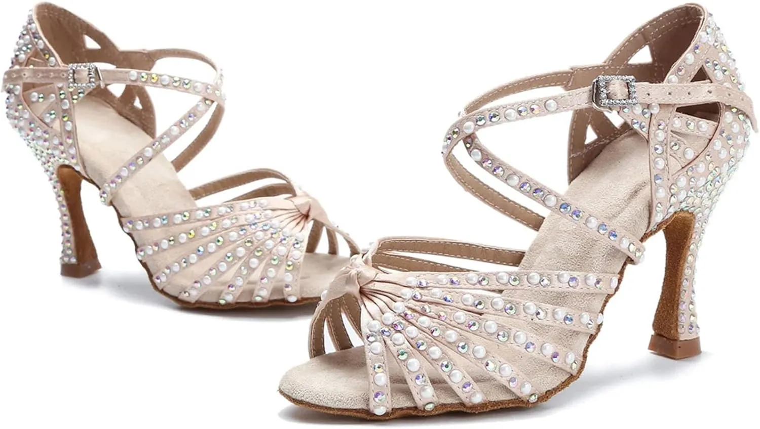 Pearl Ballroom Dance Shoes - Modern Tango Heels for Girls/Wedding (9CM/3.54")
