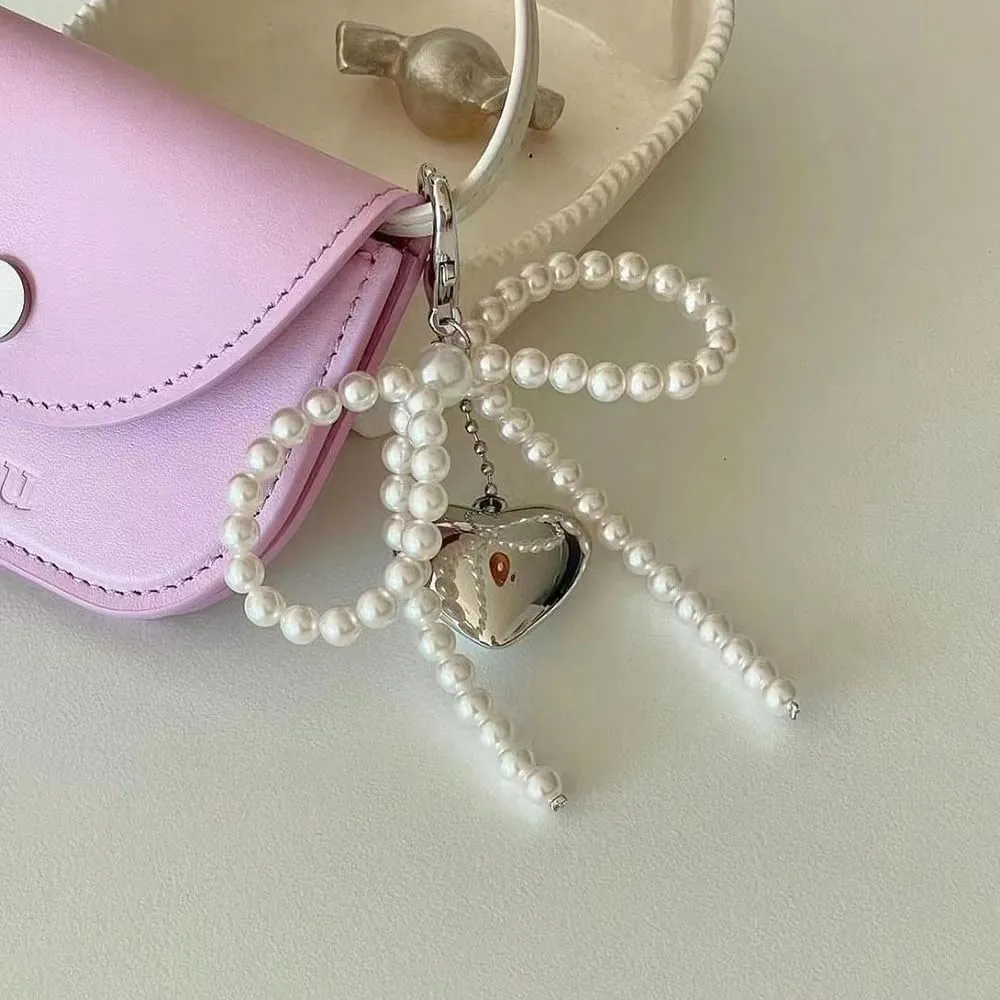 Pearl Bow Keychain Coquette Aesthetic Keychain Keyrings Bag Charms Purse Car Charms Keychain