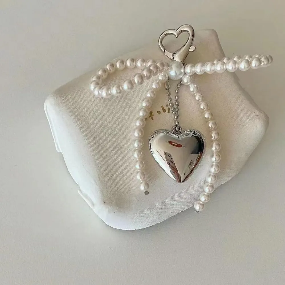 Pearl Bow Keychain Coquette Aesthetic Keychain Keyrings Bag Charms Purse Car Charms Keychain