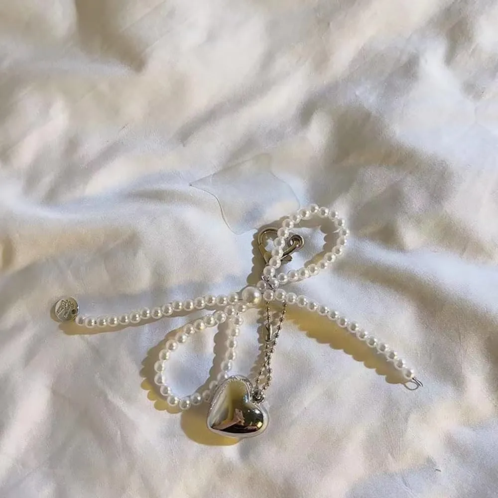 Pearl Bow Keychain Coquette Aesthetic Keychain Keyrings Bag Charms Purse Car Charms Keychain
