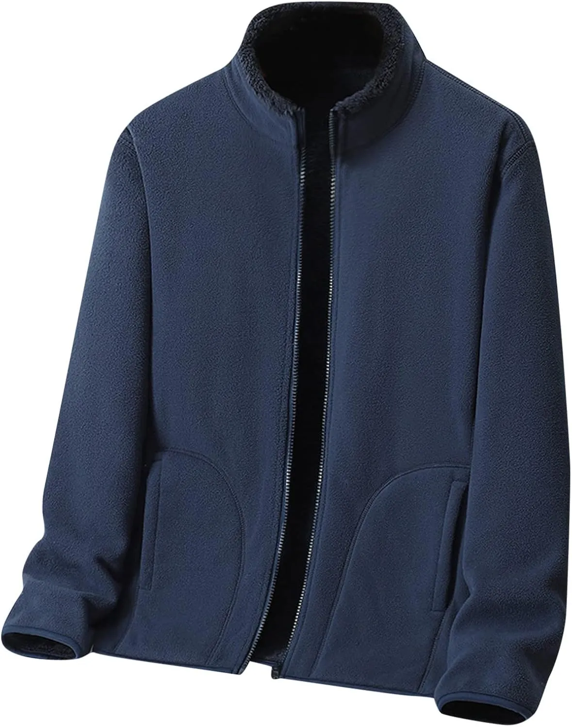 peqiut Mens Jacket Fashion Heat Sweater Solid Color Fleece Hiking Mens Winter Jackets Windbreaker Coats with Pockets Comfort