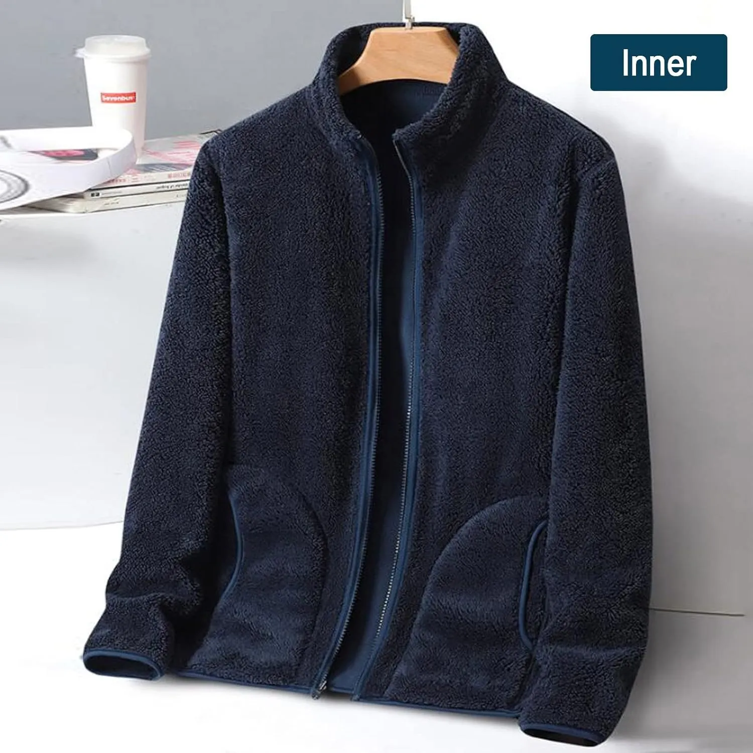 peqiut Mens Jacket Fashion Heat Sweater Solid Color Fleece Hiking Mens Winter Jackets Windbreaker Coats with Pockets Comfort