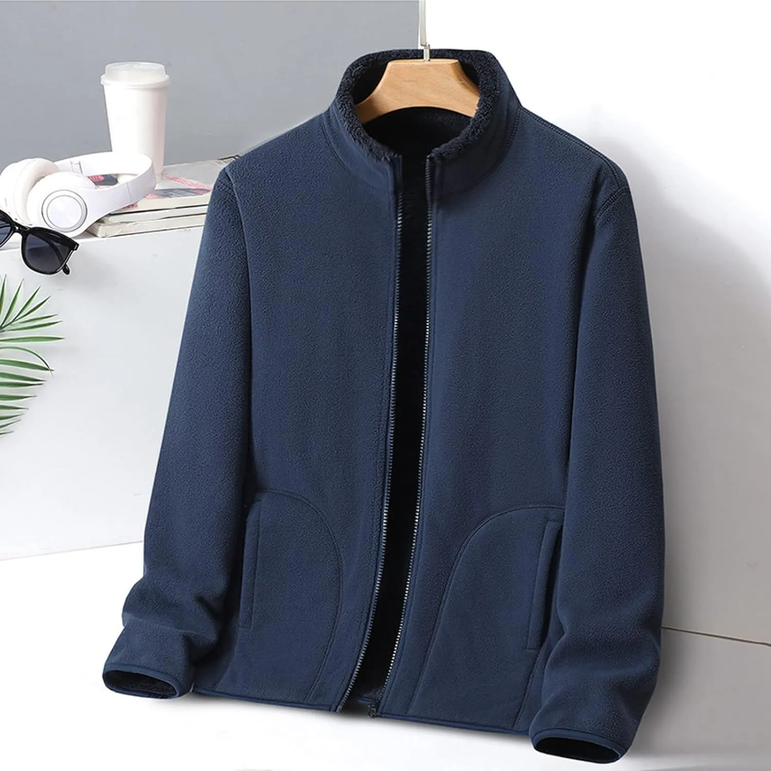 peqiut Mens Jacket Fashion Heat Sweater Solid Color Fleece Hiking Mens Winter Jackets Windbreaker Coats with Pockets Comfort