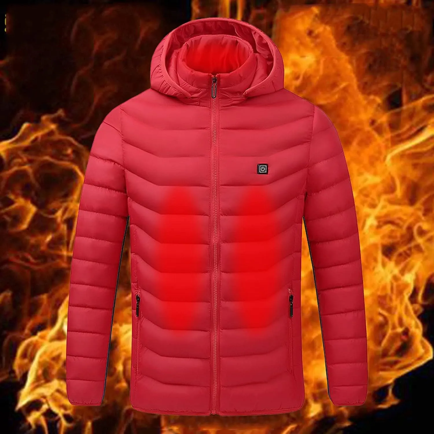 peqiut Winter Jacket For Men Cotton Padded Full Zipper Warm Fall Winter Coats Comfort Solid Heating Short Jacket