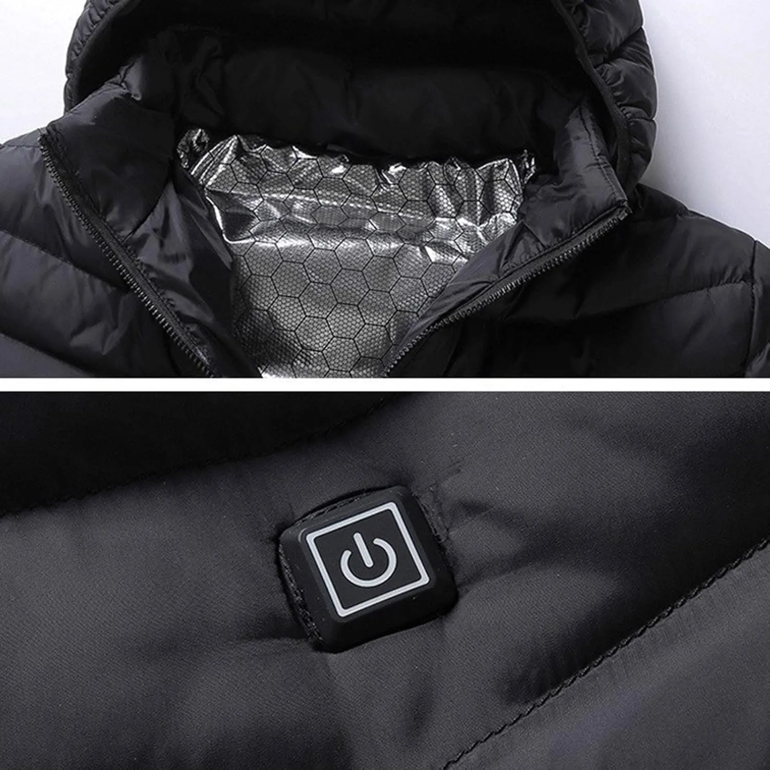 peqiut Winter Jacket For Men Cotton Padded Full Zipper Warm Fall Winter Coats Comfort Solid Heating Short Jacket
