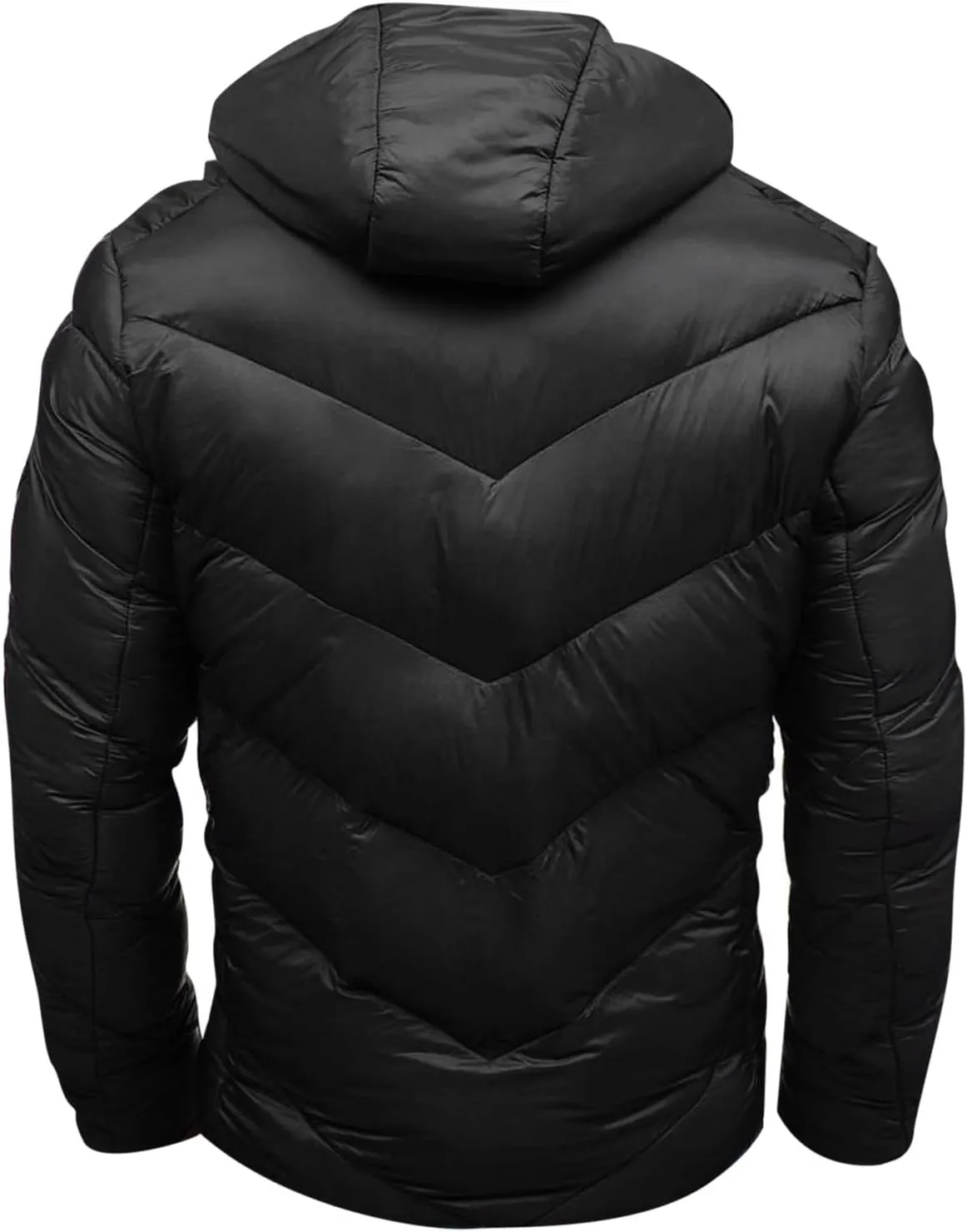 peqiut Winter Jacket For Men Full Zipper Warm Fall Winter Coats Cotton Padded Solid Color Hooded Jacket Comfort