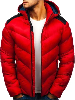 peqiut Winter Jacket For Men Full Zipper Warm Fall Winter Coats Cotton Padded Solid Color Hooded Jacket Comfort