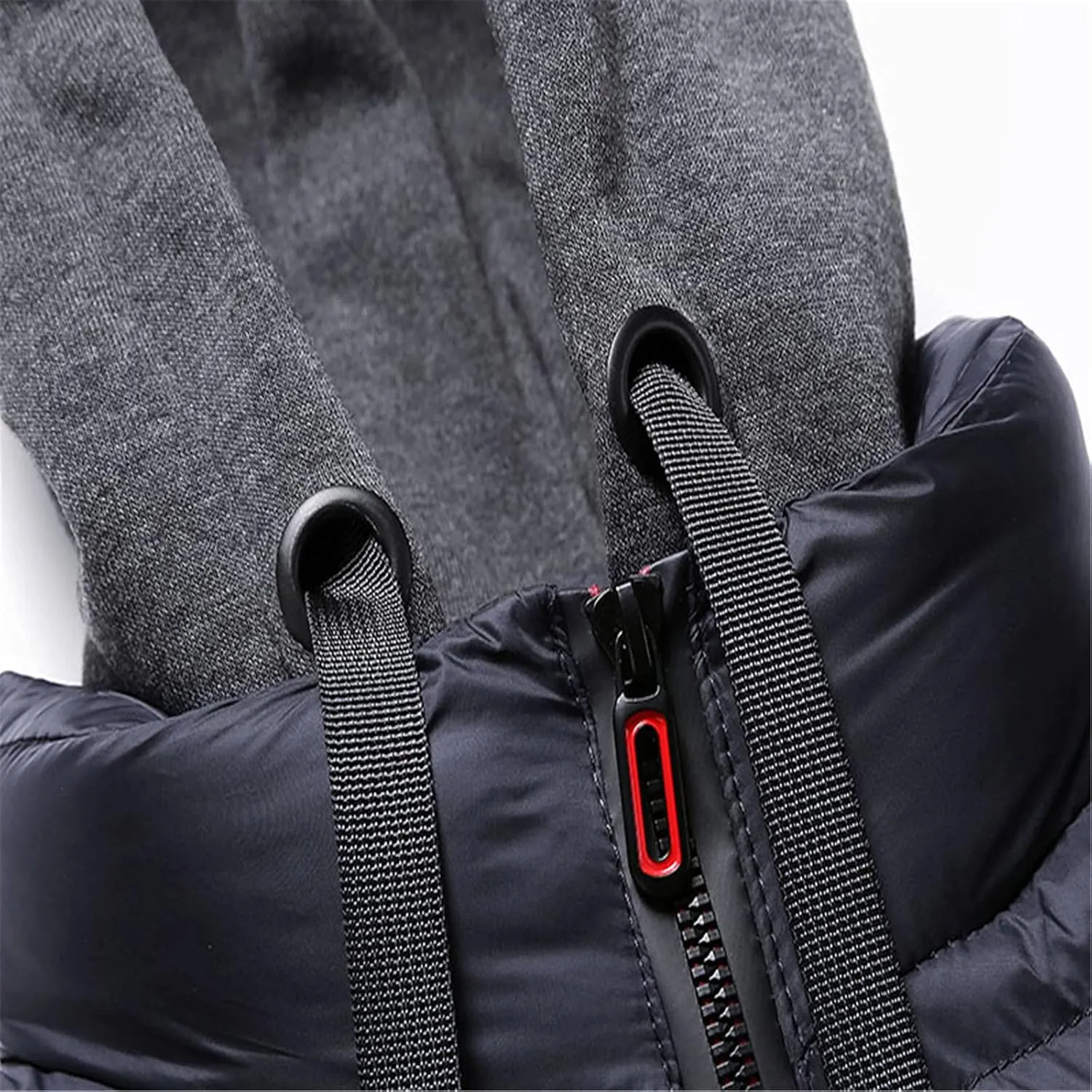 peqiut Winter Jacket For Men Warm Fall Winter Coats Cotton Padded Solid Color Long Sleeved Hooded Jacket Comfort