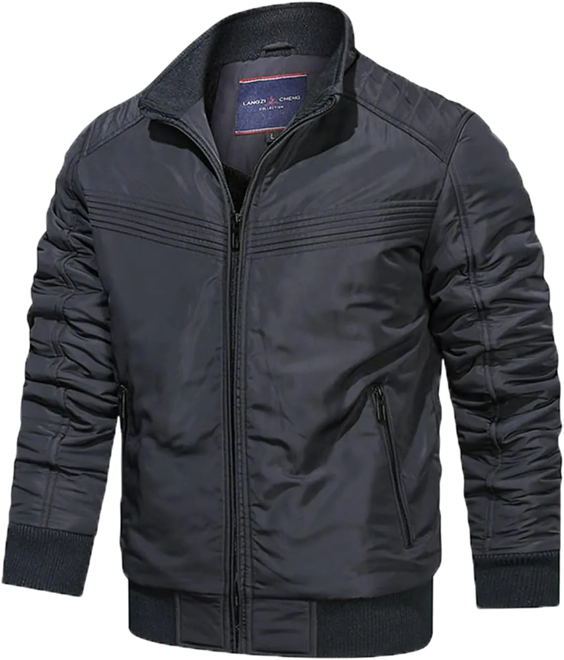 peqiut Winter Jacket For Men Zipper Cotton Padded Warm Fall Winter Coats Plus Size Pocket Leisure Jacket Comfort