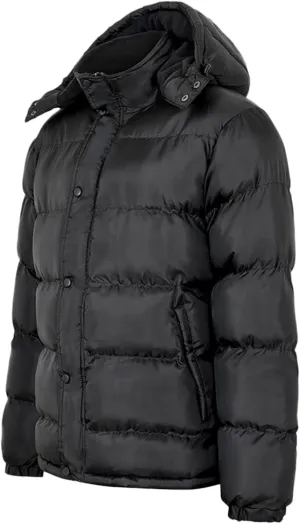 peqiut Winter Jacket For Men Zipper Cotton Padded Warm Fall Winter Coats Solid Color Jacket with Pocket Outerwear (Black, L)