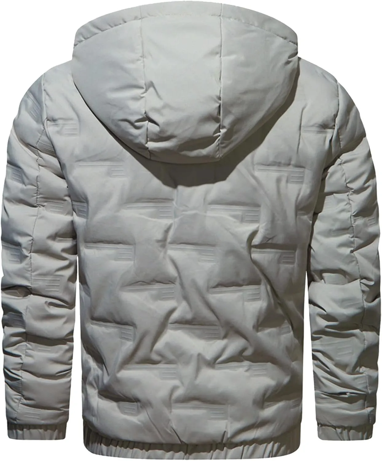 peqiut Winter Jacket For Men Zipper Cotton Padded Warm Fall Winter Hooded Coats Fashion Solid Color Jacket Comfort