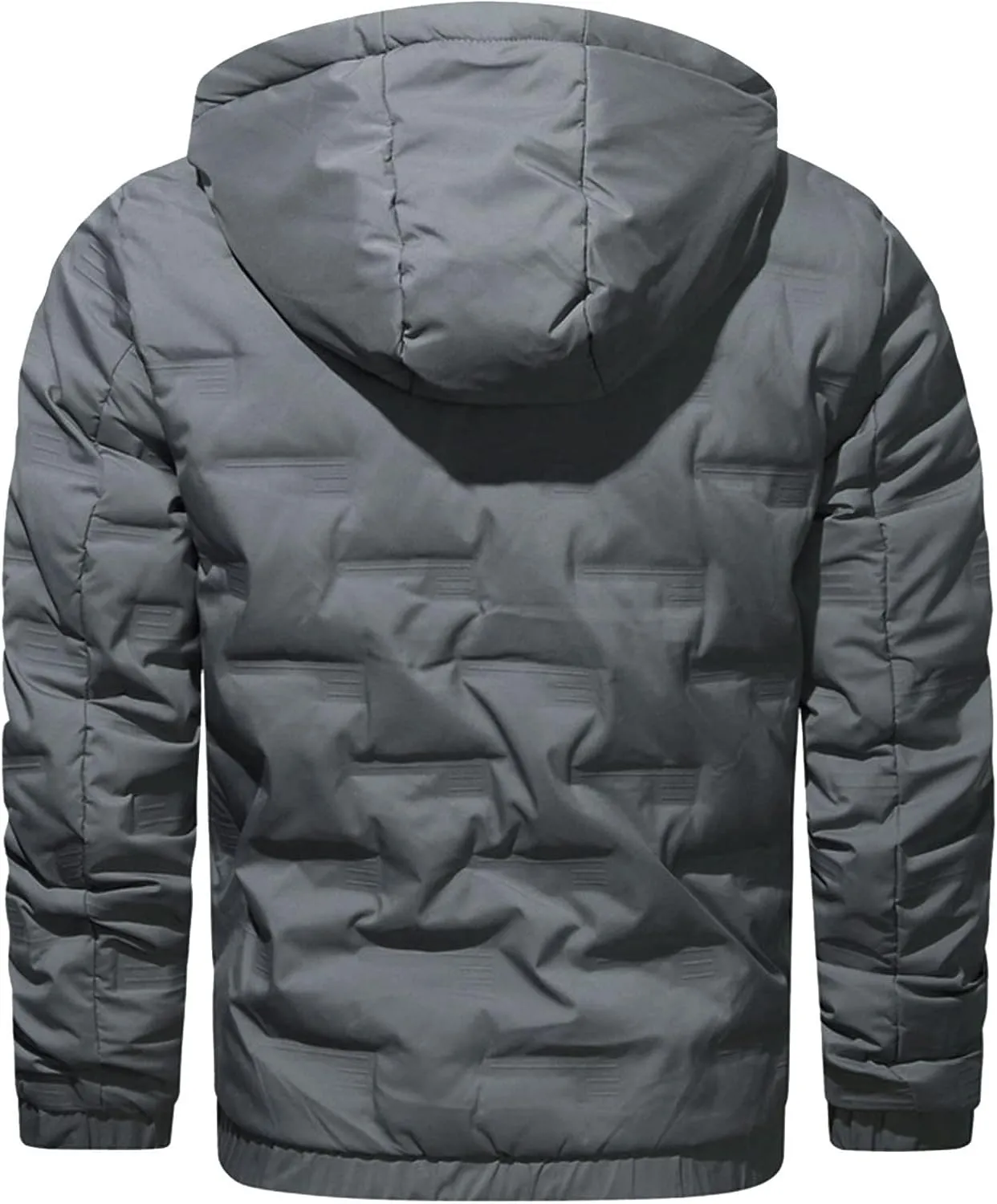 peqiut Winter Jacket For Men Zipper Cotton Padded Warm Fall Winter Hooded Coats Fashion Solid Color Jacket Comfort