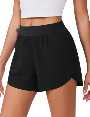 PINSPARK Womens Running Shorts High Waisted Athletic Shorts Quick Dry Exercise Workout Shorts with Mesh Liner