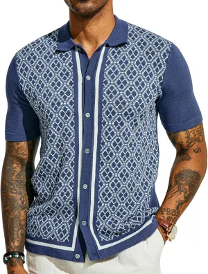 PJ PAUL JONES Men's Polo Shirts 70s Vintage Shirts Contrast Knitted Polo Shirts