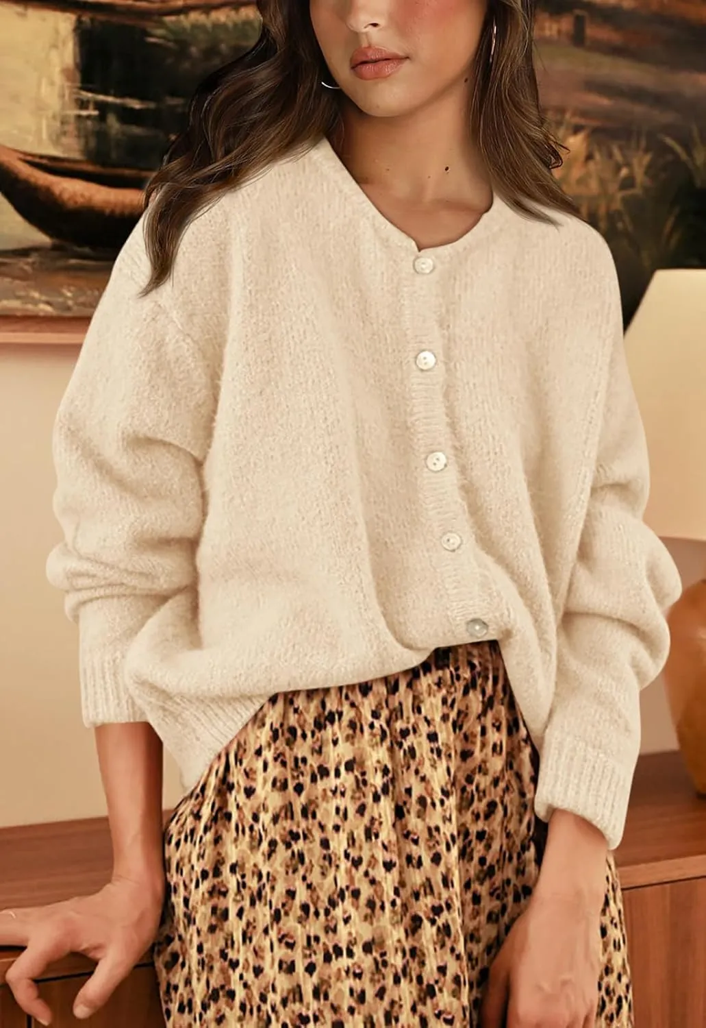 PRETTYGARDEN Long Sleeve Crewneck Button Down Womens Sweaters Spring Open Front Chunky Cardigan Sweaters for Women 2025