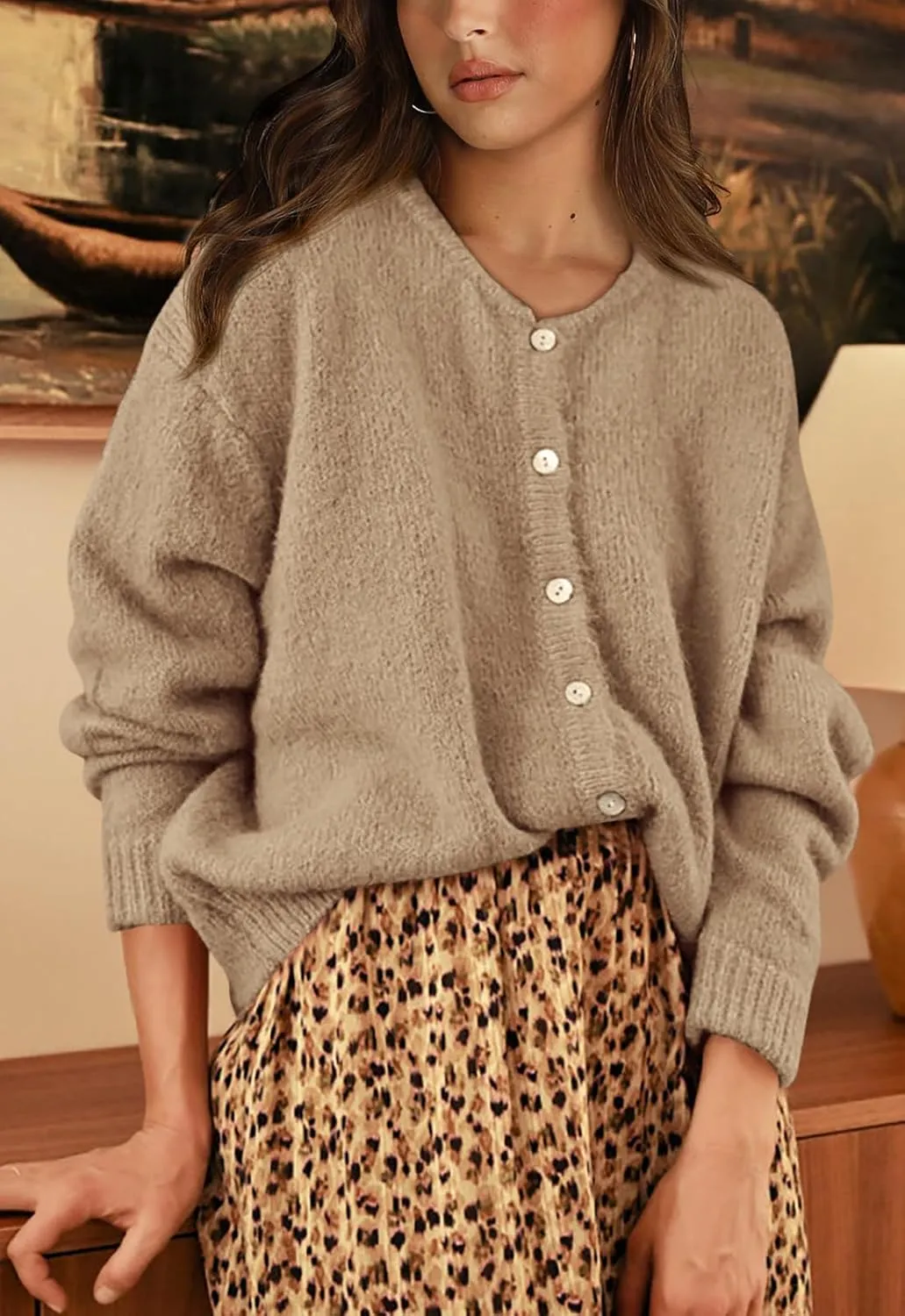 PRETTYGARDEN Long Sleeve Crewneck Button Down Womens Sweaters Spring Open Front Chunky Cardigan Sweaters for Women 2025