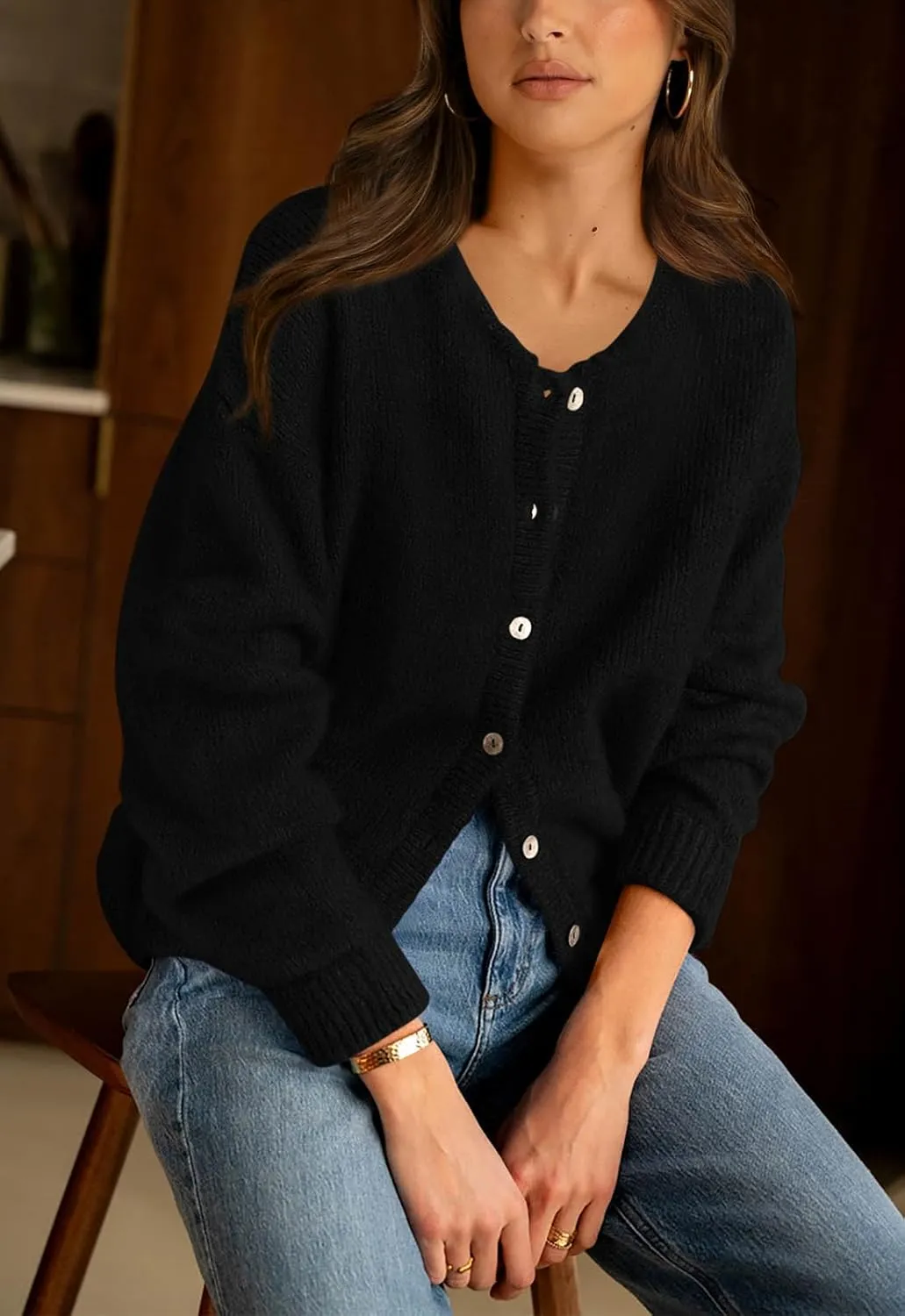 PRETTYGARDEN Long Sleeve Crewneck Button Down Womens Sweaters Spring Open Front Chunky Cardigan Sweaters for Women 2025
