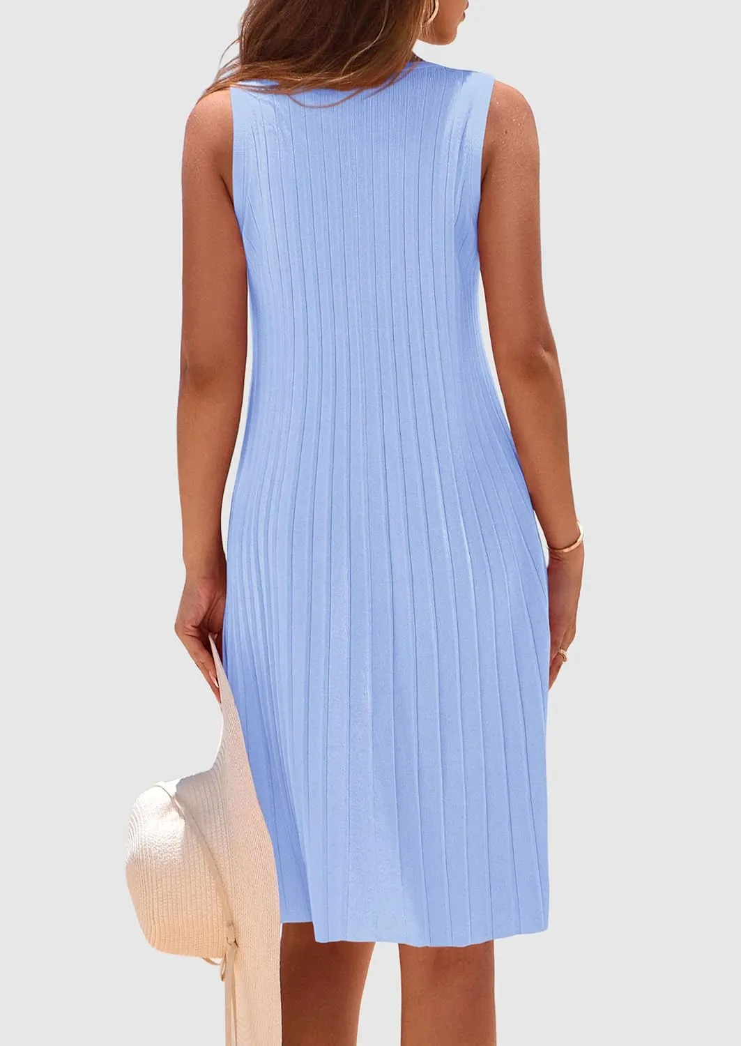 PRETTYGARDEN Womens 2025 Summer Sleeveless Mini Dress Crewneck Loose Tank A Line Pleated Swing Flowy Party Dresses