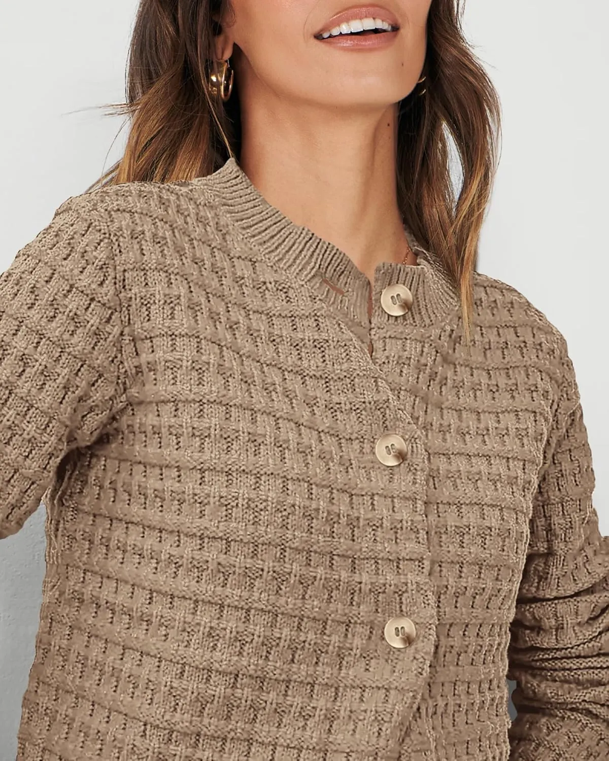 PRETTYGARDEN Women's Knit Cardigan Sweaters Casual Long Sleeve Open Front Button Down Trendy Jackets Outerwear
