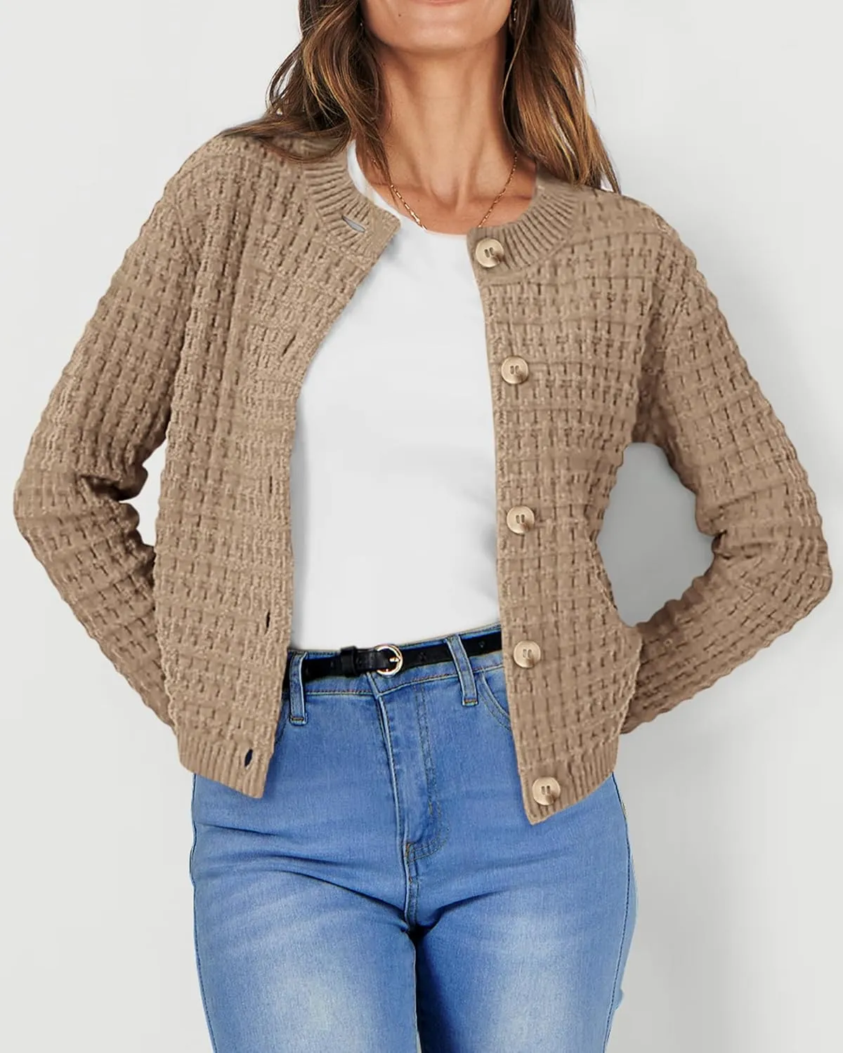 PRETTYGARDEN Women's Knit Cardigan Sweaters Casual Long Sleeve Open Front Button Down Trendy Jackets Outerwear