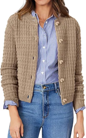 PRETTYGARDEN Women's Knit Cardigan Sweaters Casual Long Sleeve Open Front Button Down Trendy Jackets Outerwear