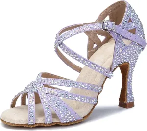 Purple Wedding Dance Shoes - Ballroom Heels for Salsa/Latin Parties (9CM/3.54")