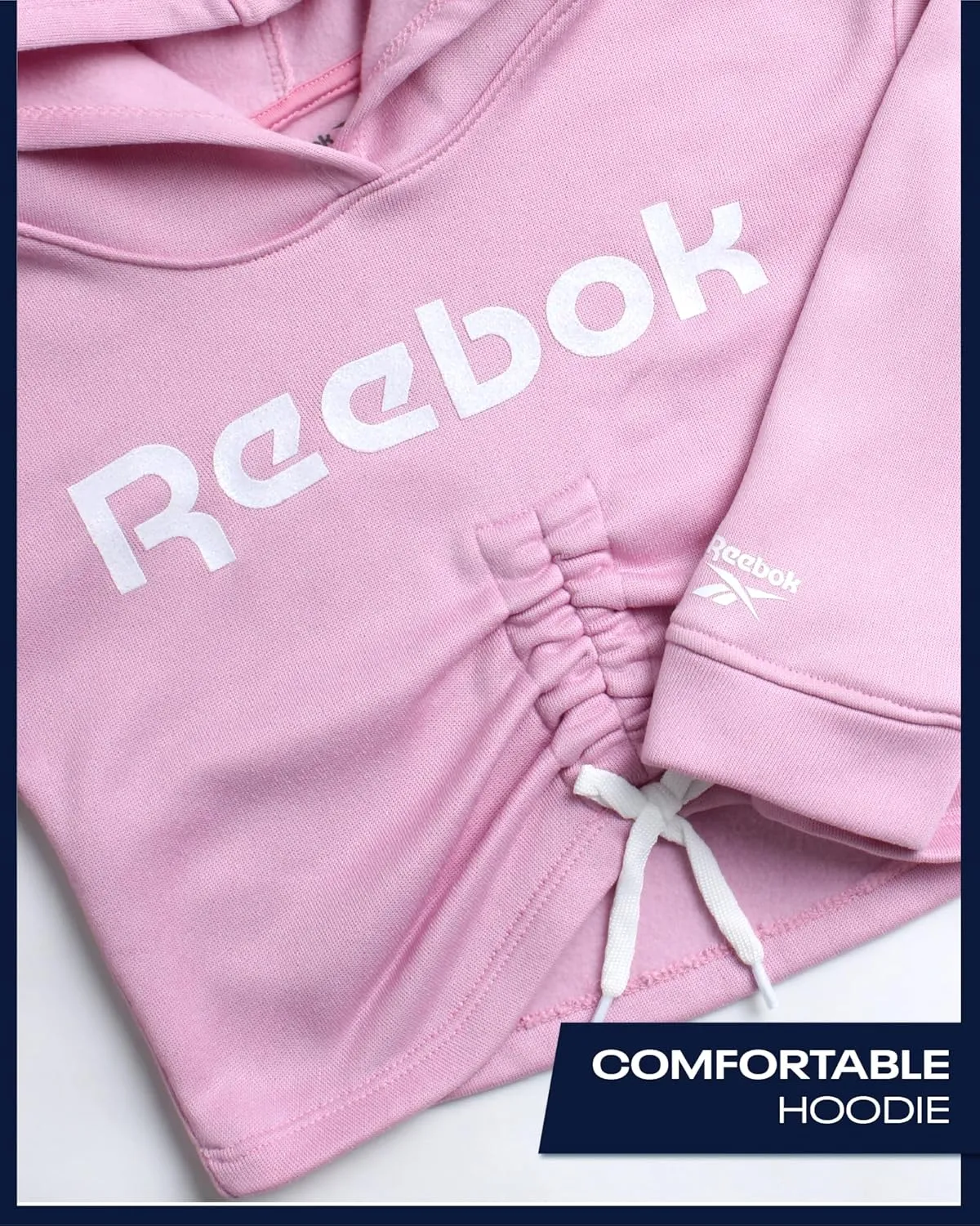 Reebok Baby Girls' Pants Set - 3 Piece Fleece Lined Sweatshirt, Graphic Tee and Jogger Pants for Infant and Toddler (12M-6X)