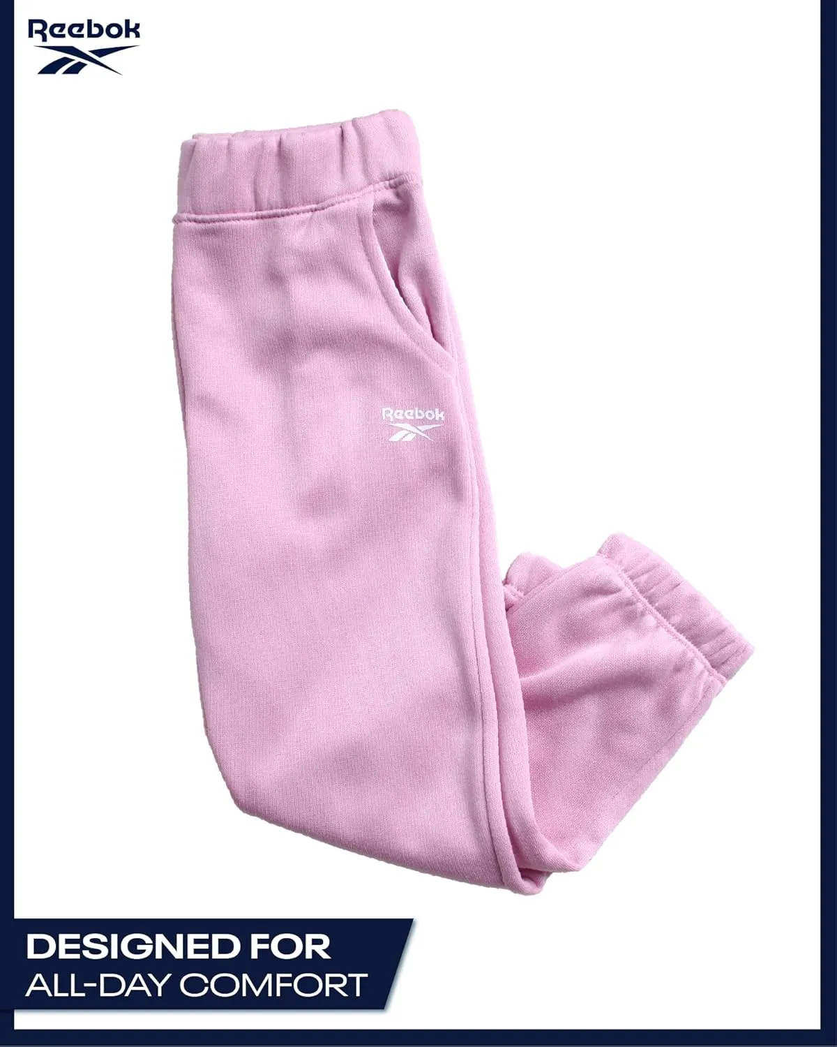 Reebok Baby Girls' Pants Set - 3 Piece Fleece Lined Sweatshirt, Graphic Tee and Jogger Pants for Infant and Toddler (12M-6X)