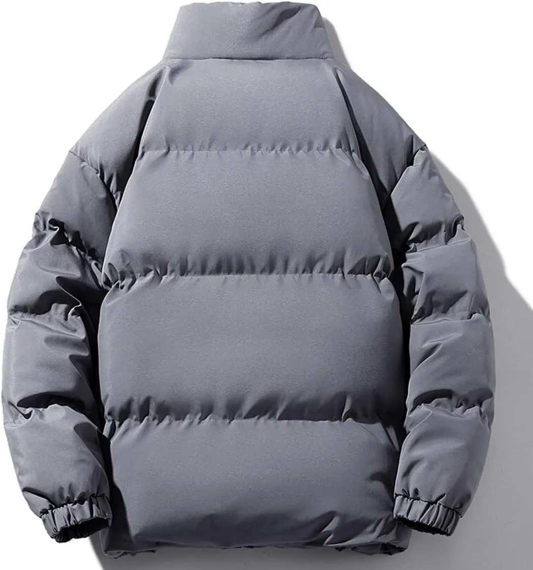 REHJJDFD Men Jackets Men Warm Fleece Thickened Cotton Padded Jackets Men Stand Collar Casual Coats