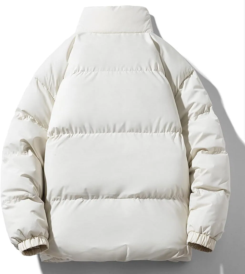 REHJJDFD Men Jackets Men Warm Fleece Thickened Cotton Padded Jackets Men Stand Collar Casual Coats